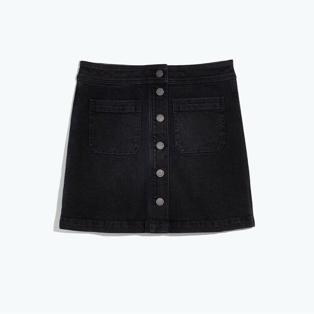 Madewell Stretch Denim A-line Mini Skirt Black